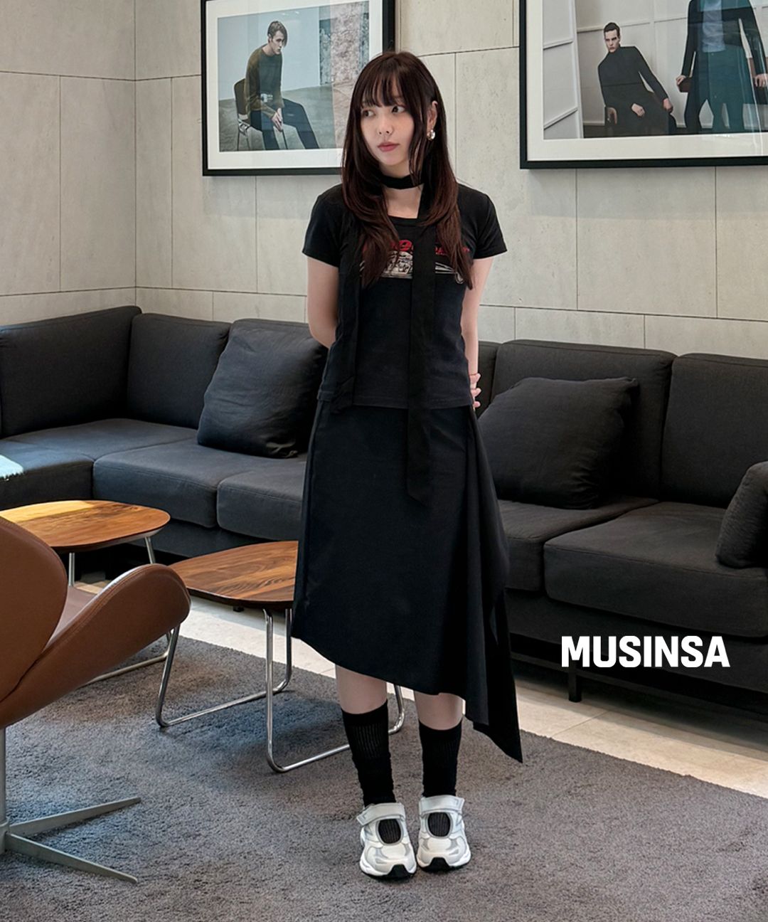 スカート misekiseoul Pleats midi skirt pants SET MUSINSA | MISEKI SEOUL Draped midi skirt pants SET BLACK