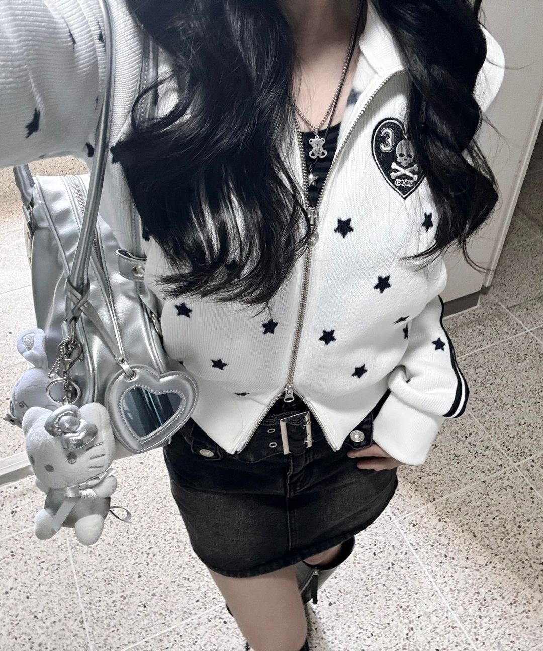 셋업이엑스이(SETUP-EXE) STAR SPORTY ZIP-UP / WHITE - 사이즈 & 후기