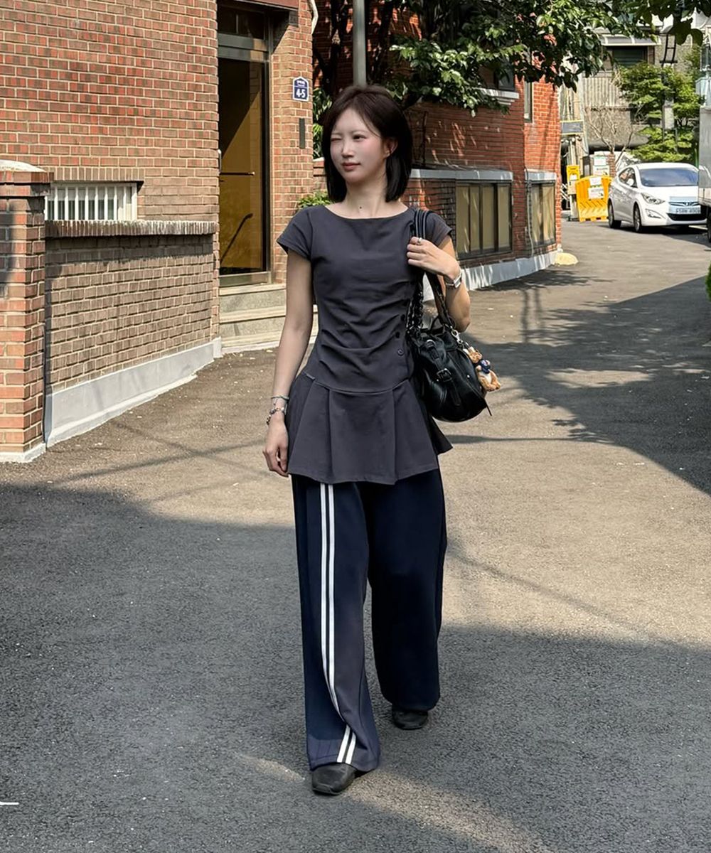 MUSINSA | MISEKI SEOUL Track Pleats skirt pants SET NAVY