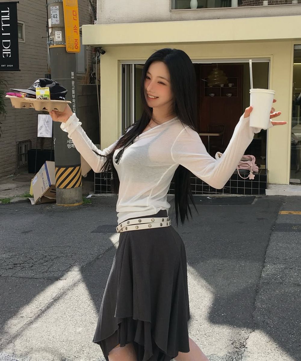 MUSINSA | MISEKI SEOUL Unbalanced layered skirt BLACK