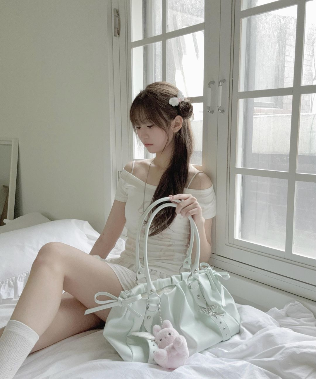 MUSINSA | ALKI ALKA Studded Ruched Bag (Mint)