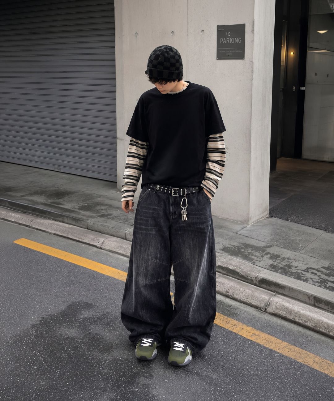 MUSINSA公式 | AGOD スナップボタンカーブパンツ [ベージュ]