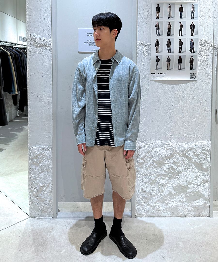 MUSINSA | INSILENCE Damaged Sheer Check Shirt MINT