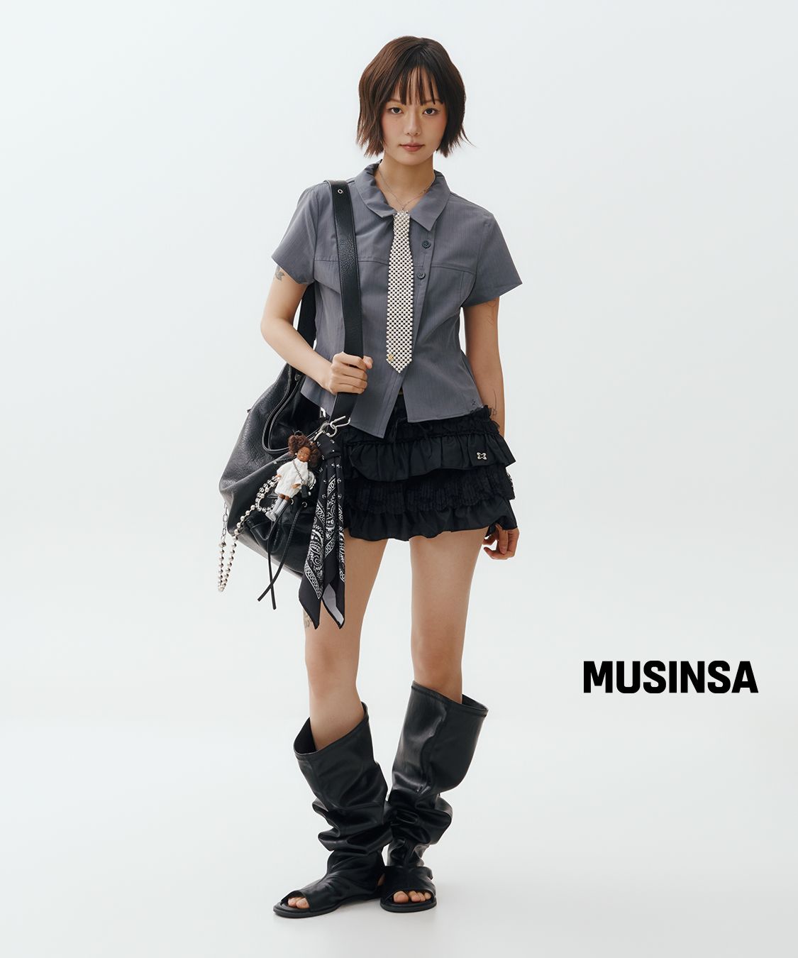 셋업이엑스이(SETUP-EXE) TUTU MIX SKIRT PANTS / BLACK - 사이즈