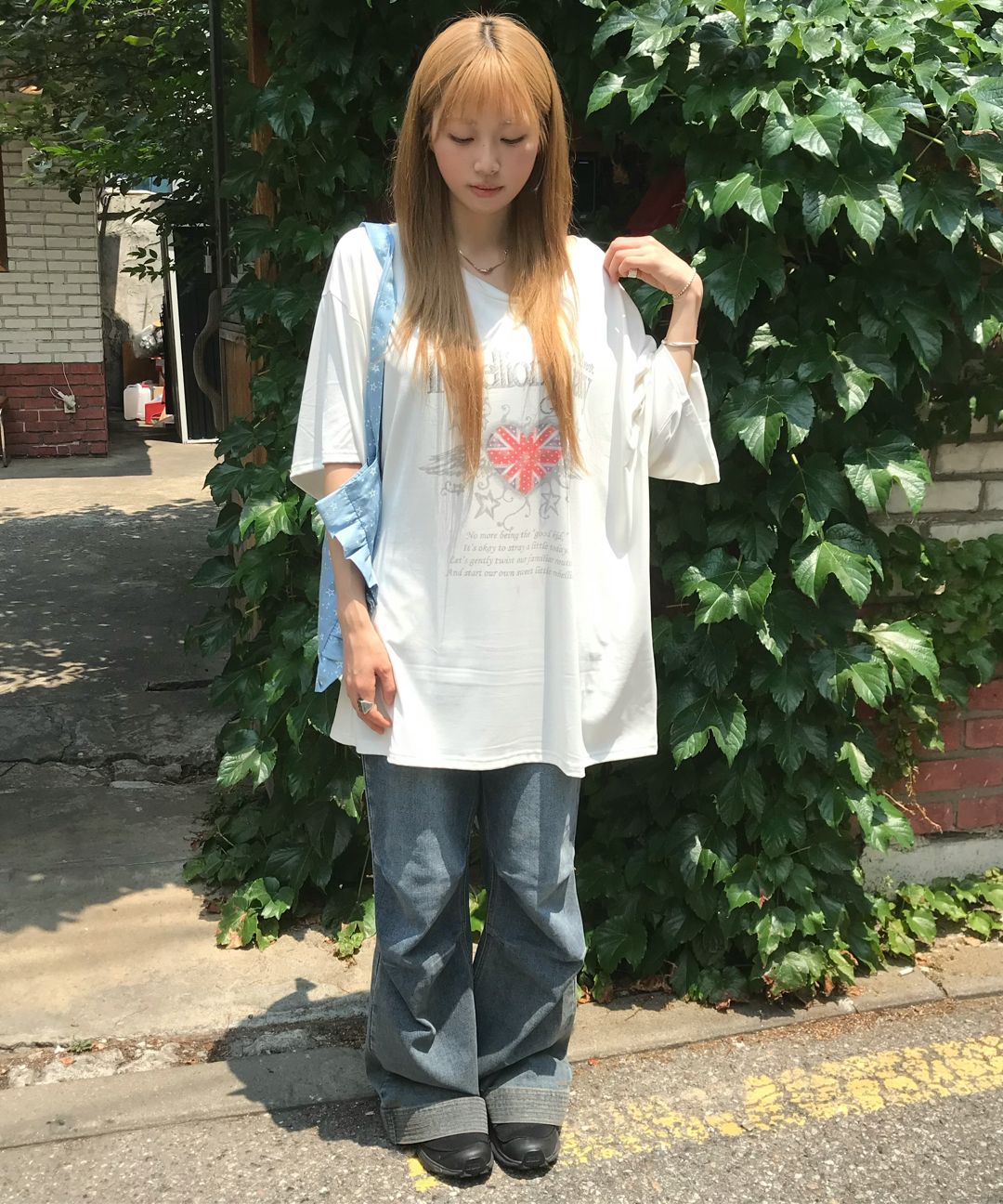 レディース ハグユアースキン セミ ブーツカット デニム パンツ