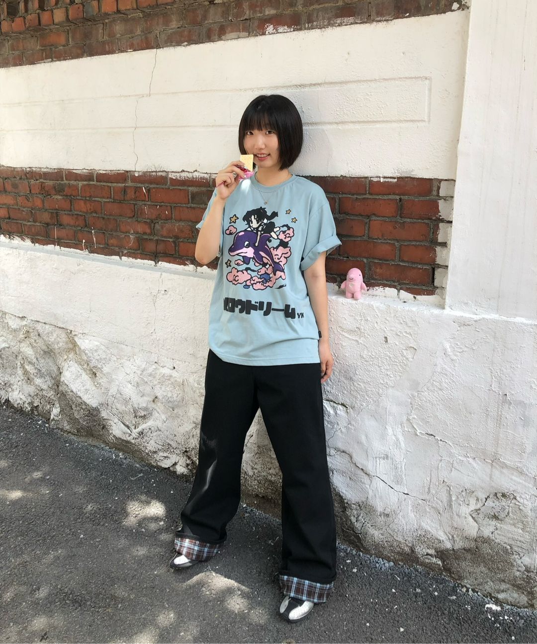 MUSINSA公式 | WAI KEI チェックアプリケロールアップコットンパンツ 