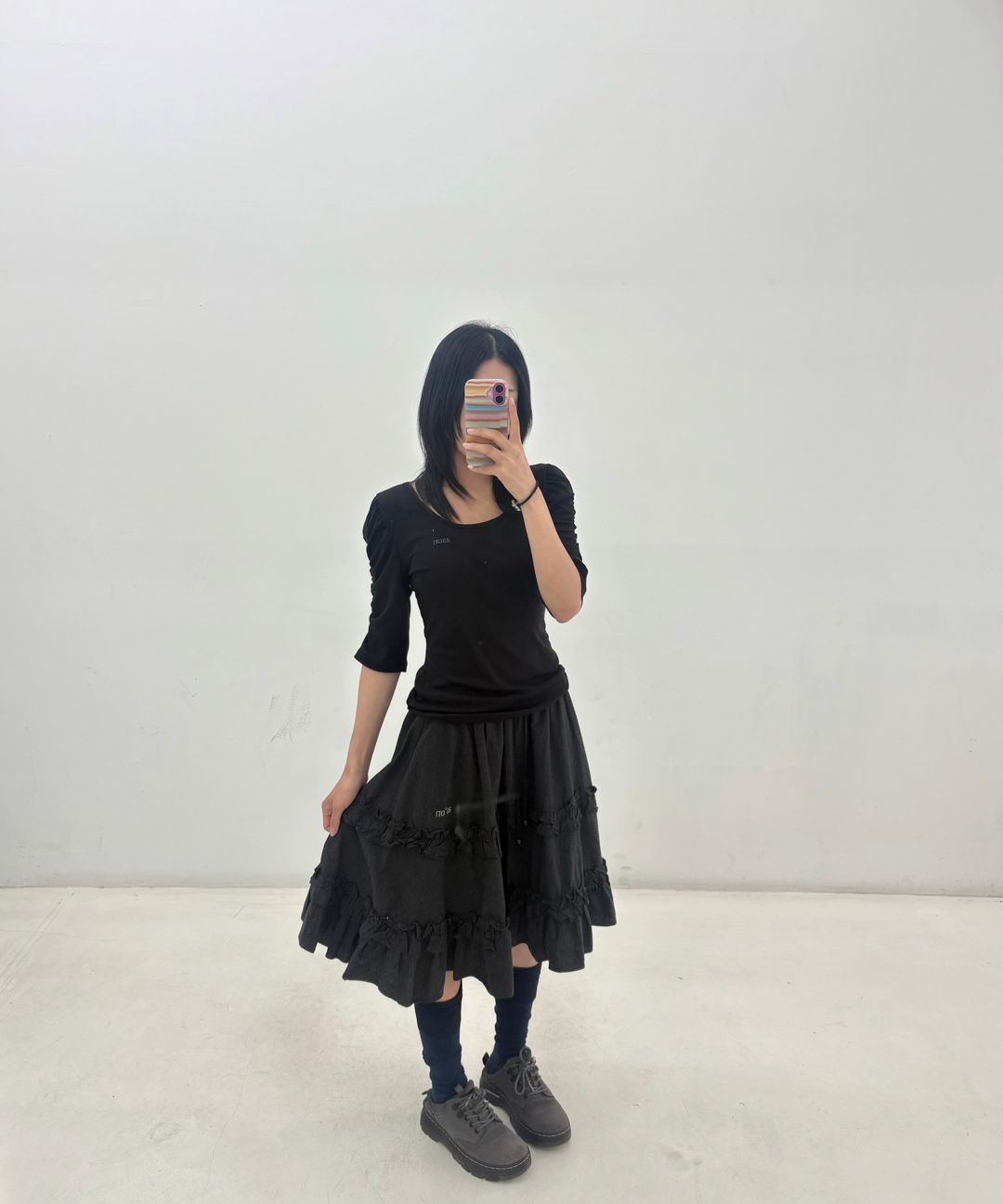 애즈온(ASON) CHECK KANGKANG MIDI SKIRT / NAVY - 사이즈 & 후기 | 무신사