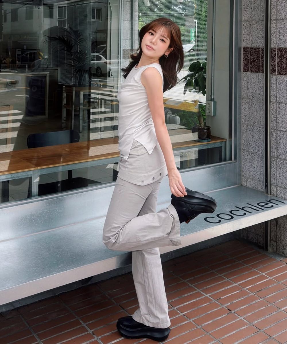 パンツ Miseki Seoul Track Pleats skirt pants MUSINSA | MISEKI SEOUL Layered button wrap skirt pants set GREY