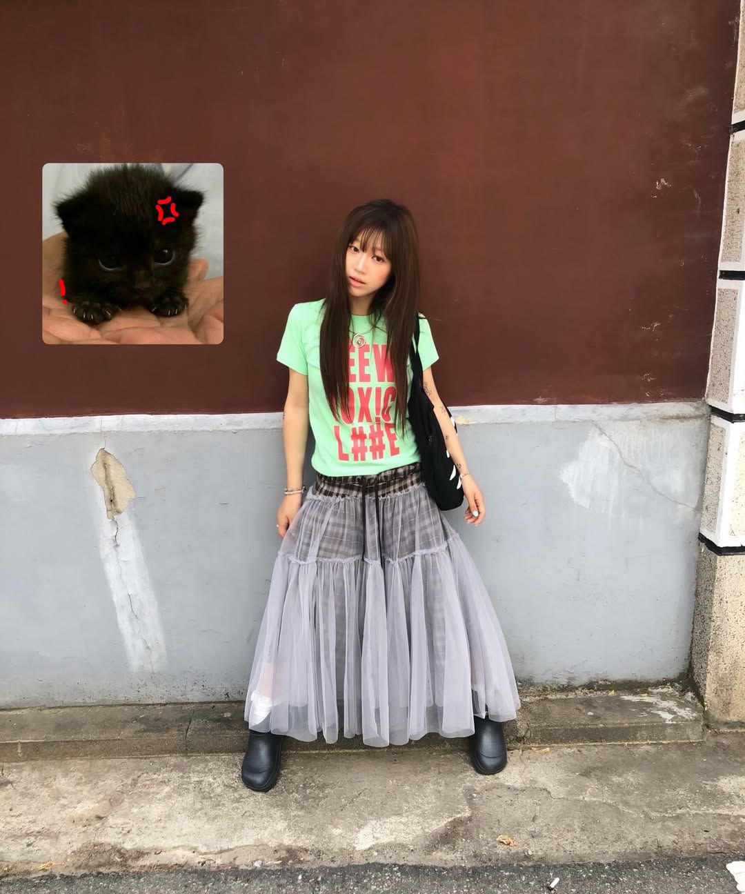 MUSINSA | TUOMIO CHECK TULLE SKIRT [NAVY]