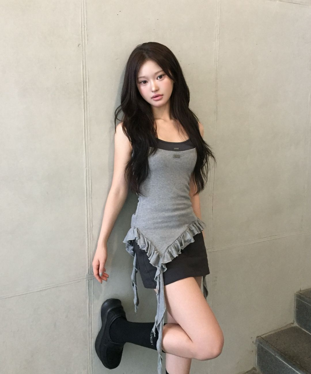 카키포인트(KHAKIPOINT) Ruffle Layered Sleeveless (gray) - 사이즈