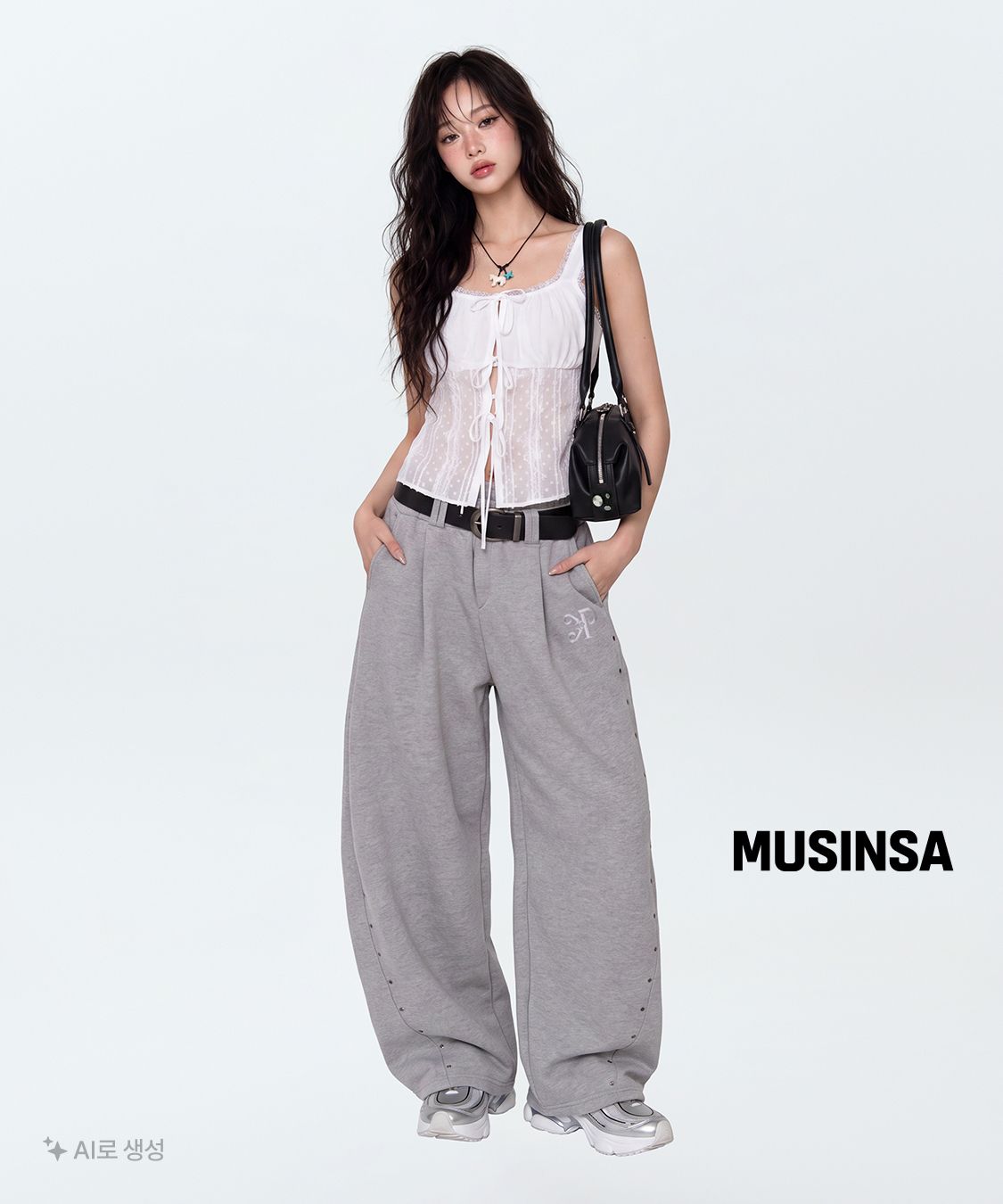 카키포인트(KHAKIPOINT) Steel Stud Sweat Pants (gray) - 사이즈