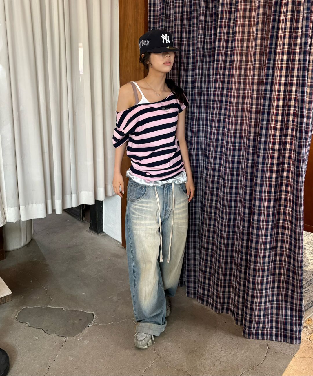 스컬프터(SCULPTOR) Button Stripe Tee Melange Gray - 사이즈 & 후기