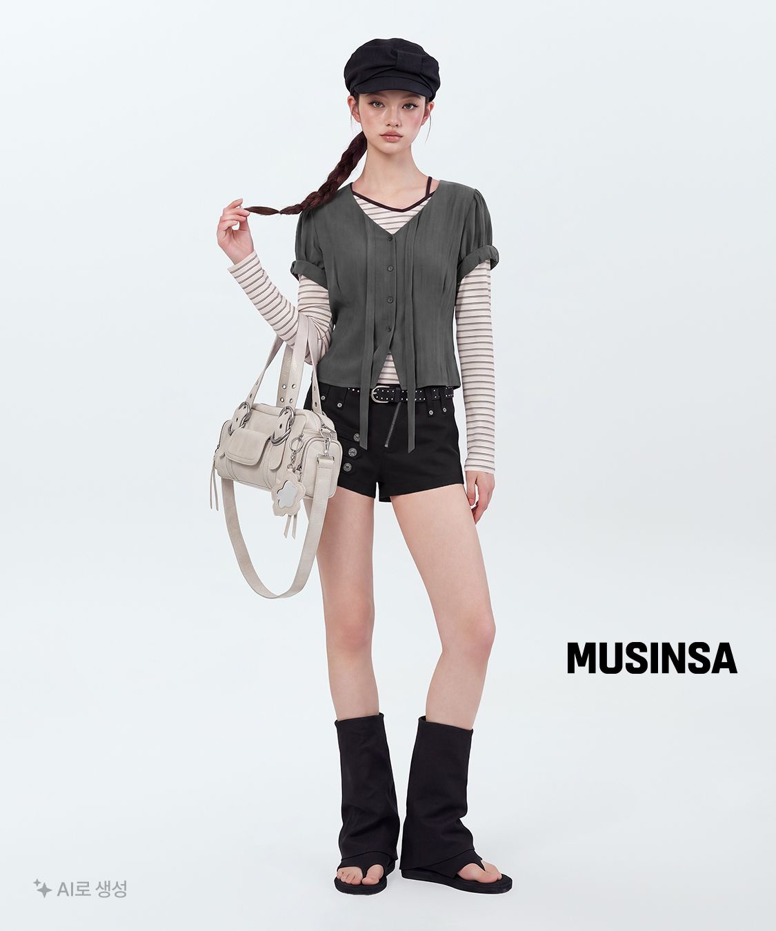 포에지담(POESIEDAME) RUBAN NOUVELLE MARGOT HAT IN BLACK - 사이즈