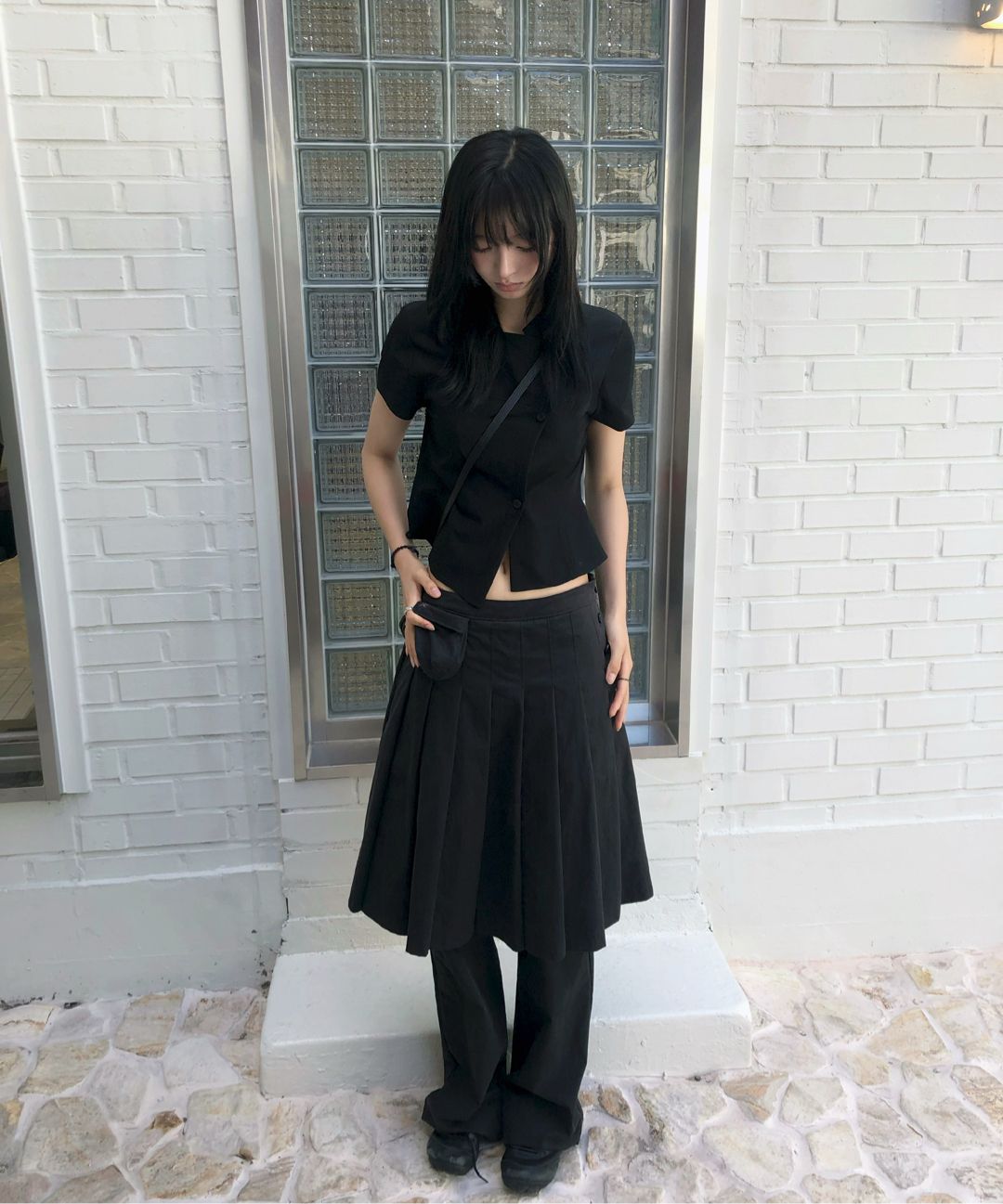 スカート THE COLDEST MOMENT skirt layered pants MUSINSA公式 | THECOLDESTMOMENT TCM skirt layered pants (black)