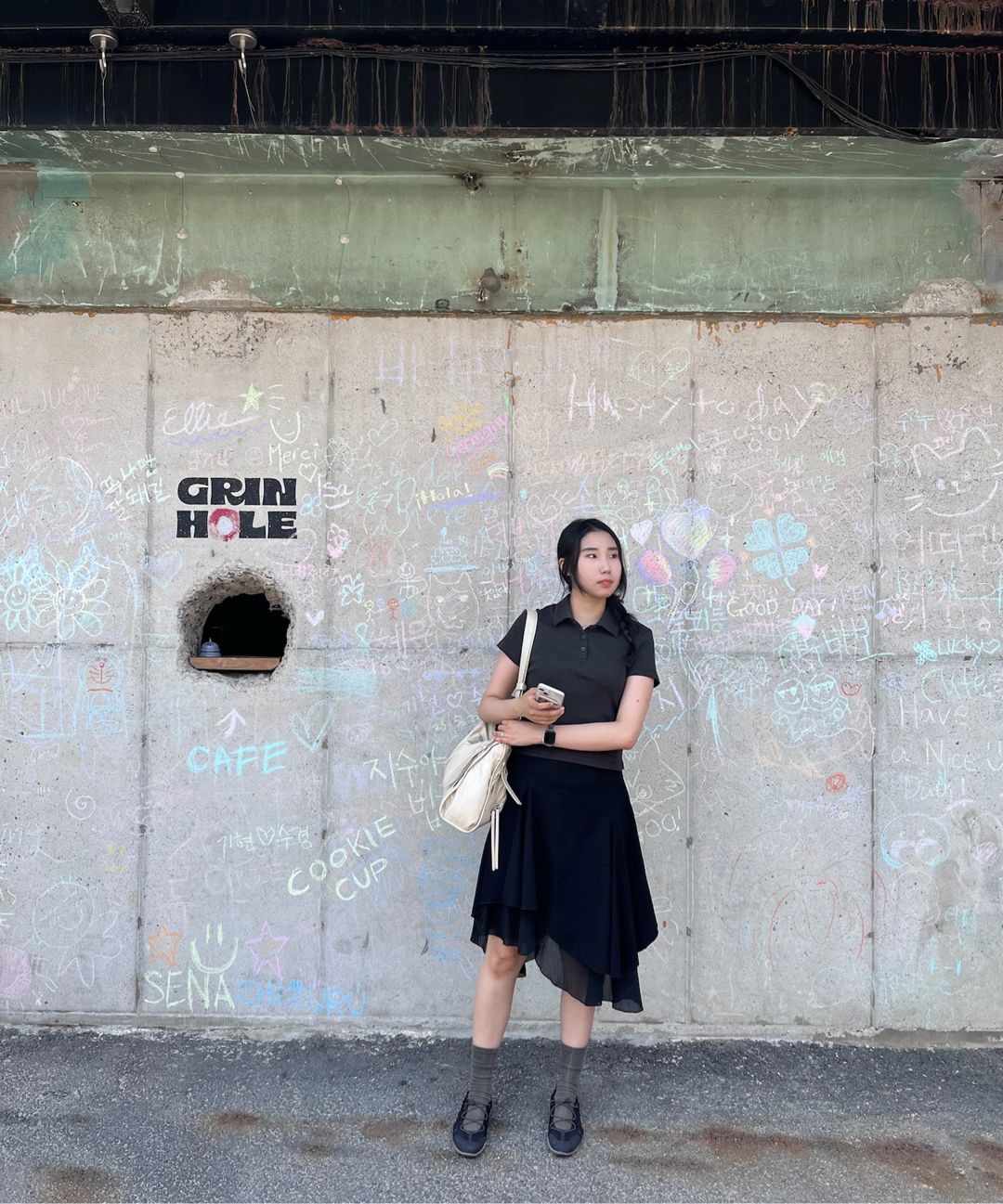 MUSINSA | MISEKI SEOUL Unbalanced layered skirt BLACK