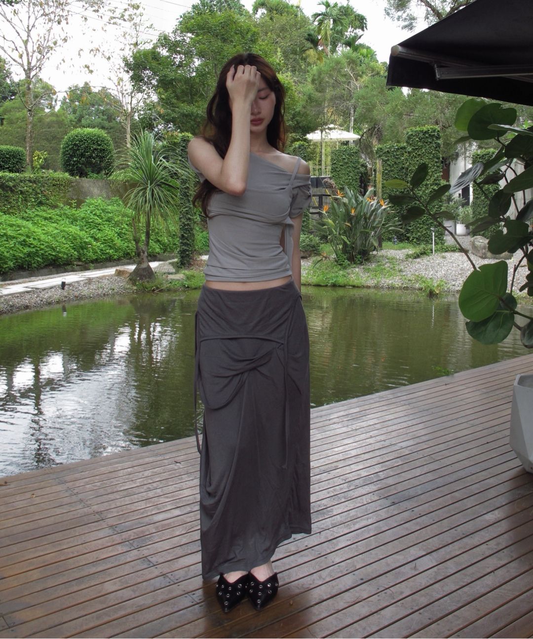 MUSINSA公式 | FLAREUP Layered Bustier T-Shirt (FL-108_Gray)