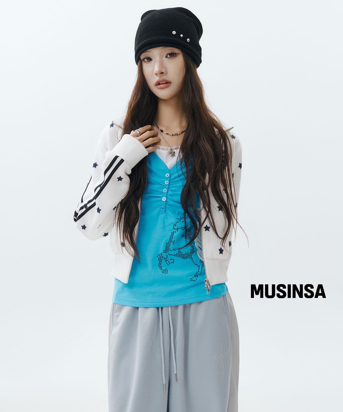 셋업이엑스이(SETUP-EXE) STAR SPORTY ZIP-UP / WHITE - 사이즈 & 후기