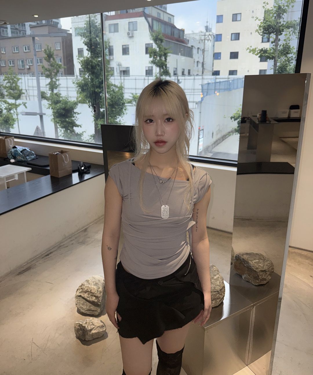 MUSINSA | FLAREUP Layered Bustier T-Shirt (FL-108_Gray)