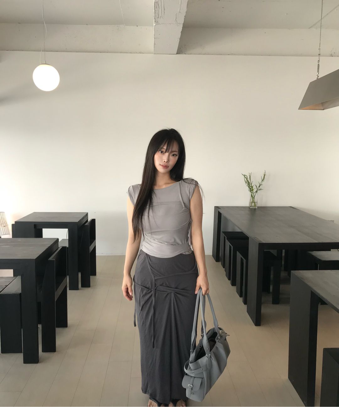 MUSINSA公式 | FLAREUP Asymmetrical Draped Long Skirt (FL-263_Black)